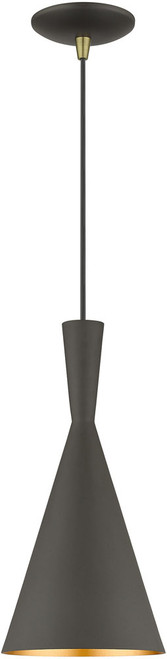 Livex 41185-07 Waldorf Modern Bronze with Antique Brass Accents Mini Pendant Light