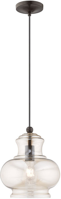 Livex 41222-92 Art Glass Contemporary English Bronze Mini Drop Ceiling Light Fixture