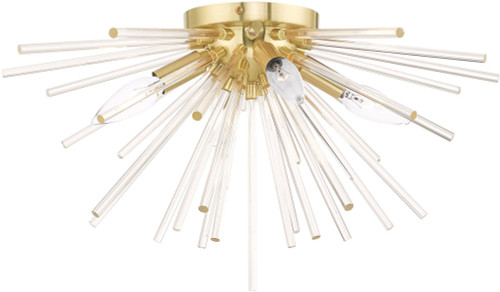 Livex 41250-12 Utopia Satin Brass Ceiling Light