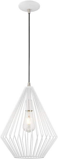 Livex 41325-03 Geometric Shade Contemporary White Mini Drop Ceiling Light Fixture