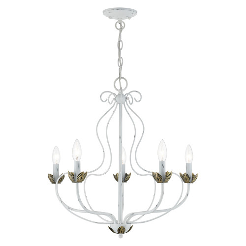 Livex 42905-60 Katarina Contemporary Antique White and Antique Brass 23" Mini Chandelier Light