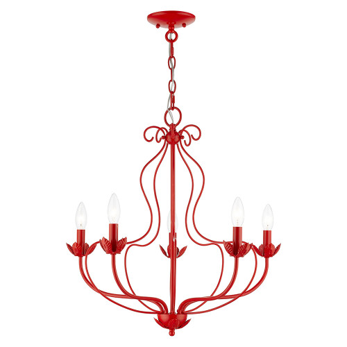 Livex 42905-72 Katarina Modern Shiny Red 23" Mini Chandelier Light