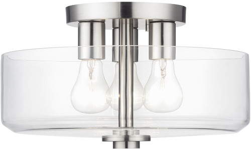 Livex 46123-91 Whitworth Contemporary Brushed Nickel Flush Ceiling Light Fixture