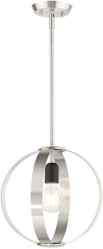 Livex 46413-91 Modesto Modern Brushed Nickel 12" Pendant Light Fixture
