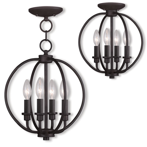 Livex 4664-07 Milania Bronze Pendant Light / Flush Mount Lighting Fixture