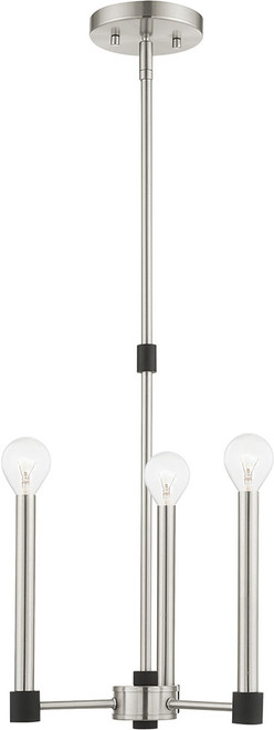 Livex 46883-91 Karlstad Contemporary Brushed Nickel with Black Accents Mini Chandelier Light