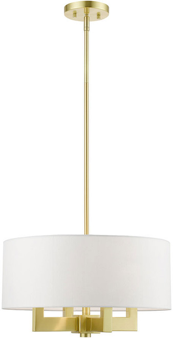 Livex 48784-12 Cresthaven Satin Brass 18" Drum Lighting Pendant