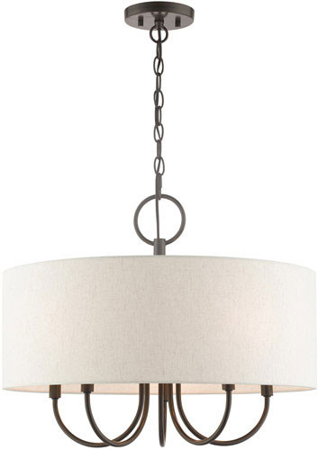 Livex 49805-92 Blossom English Bronze 22" Drum Hanging Lamp