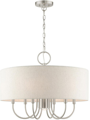 Livex 49806-91 Blossom Brushed Nickel 24" Drum Pendant Light Fixture