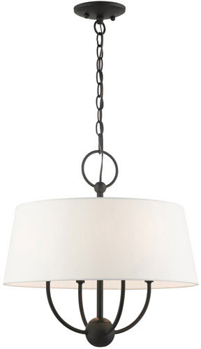 Livex 49844-04 Ridgecrest Black Drum Pendant Light Fixture