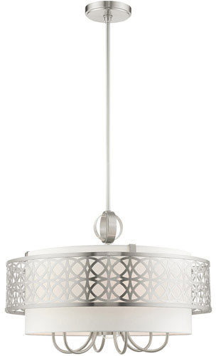 Livex 49866-91 Calinda Contemporary Brushed Nickel 24" Drum Pendant Lamp