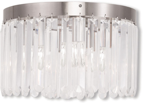Livex 50553-91 Ashton Brushed Nickel Flush Ceiling Light Fixture