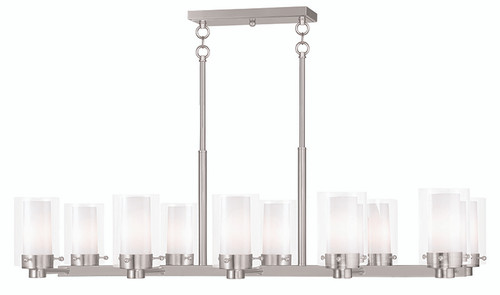 Livex 50679-91 Manhattan Contemporary Brushed Nickel Kitchen Island Light Fixture