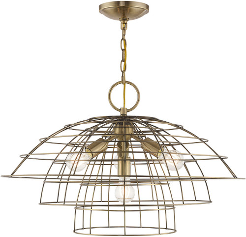 Livex 50948-01 Brooklyn Modern Antique Brass Chandelier Lamp