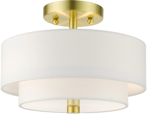 Livex 51043-12 Meridian Satin Brass 13" Flush Ceiling Light Fixture