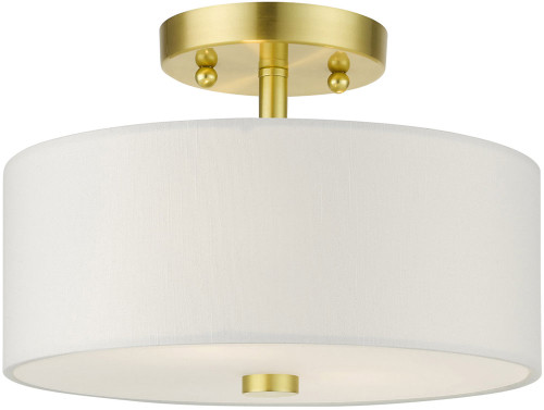 Livex 51052-12 Meridian Satin Brass 11" Flush Mount Lighting