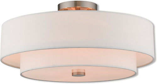 Livex 51045-91 Claremont Brushed Nickel Flush Mount Lighting