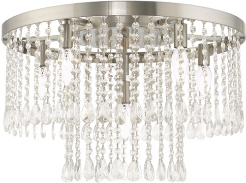 Livex 51070-91 Elizabeth Brushed Nickel 22" Flush Mount Ceiling Light Fixture