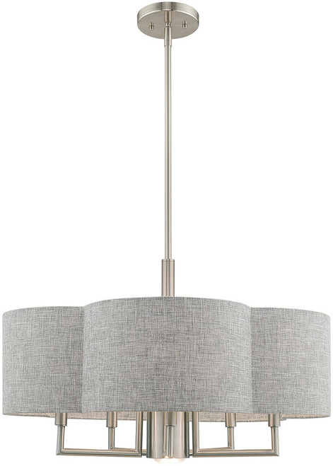 Livex 51365-91 Kalmar Brushed Nickel 24" Drum Hanging Light Fixture