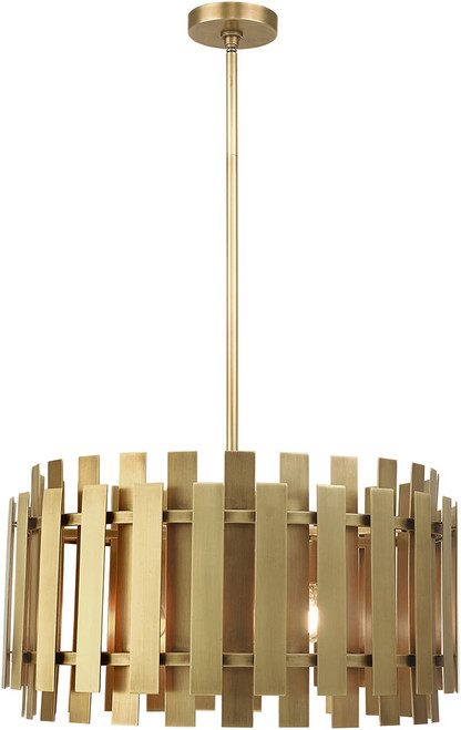 Livex 52049-08 Greenwich Modern Natural Brass 24" Drum Drop Ceiling Light Fixture