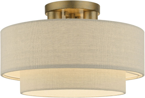 Livex 58897-48 Bellingham Antique Gold Leaf 15" Ceiling Light Fixture