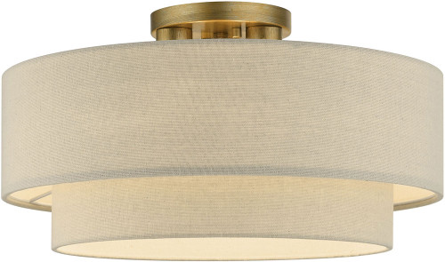 Livex 58898-48 Bellingham Antique Gold Leaf 18" Flush Mount Lighting