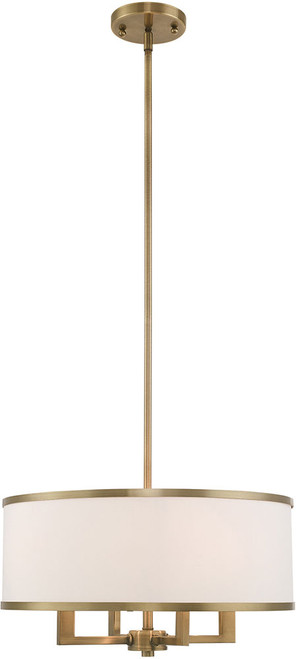 Livex 62615-01 Park Ridge Antique Brass 18" Drum Drop Ceiling Lighting