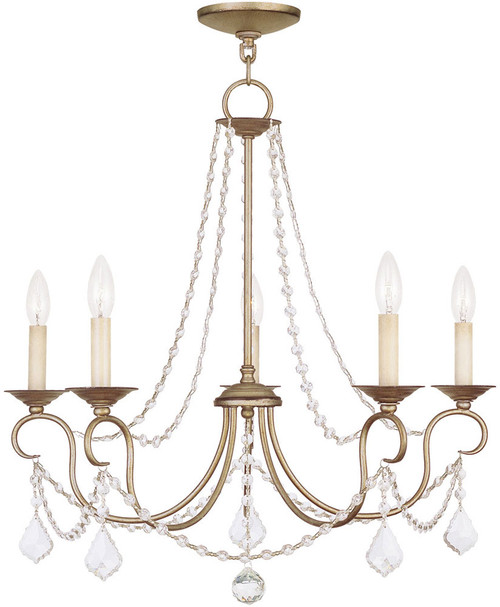 Livex 6515-73 Pennington Traditional Hand Applied Antique Silver Leaf Chandelier Lighting
