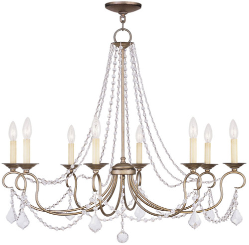 Livex 6518-73 Pennington Traditional Hand Applied Antique Silver Leaf Ceiling Chandelier