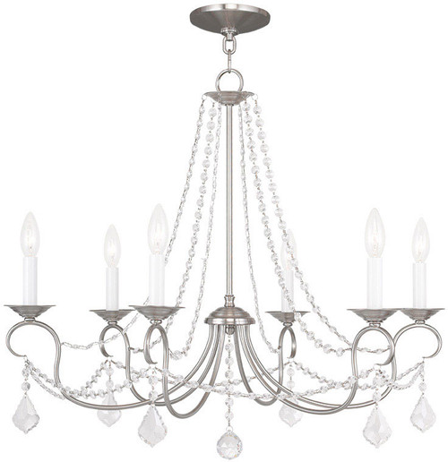 Livex 6516-91 Pennington Traditional Brushed Nickel Chandelier Light