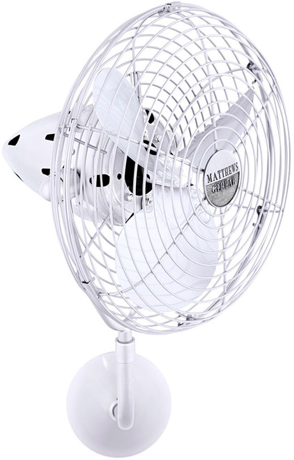 Matthews BP-WH-MTL Bruna Parede Gloss White Wall Fan