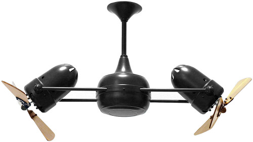 Matthews DD-BK-WD Duplo-Dinamico Contemporary Matte Black Interior/Exterior 36" Rotational Ceiling Fan with Mahogany Blades