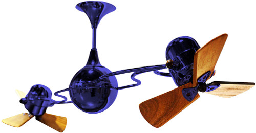 Matthews IV-BLUE-WD Italo Ventania Modern Blue Interior/Exterior 53" Rotational Ceiling Fan with Mahogany Blades