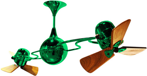 Matthews IV-GREEN-WD Italo Ventania Contemporary Green Interior/Exterior 53" Rotational Ceiling Fan with Mahogany Blades