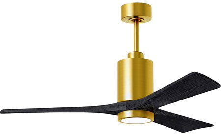 Matthews PA3-BRBR-BK-52 Patricia Contemporary Brushed Brass LED 52" Home Ceiling Fan