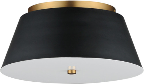 Maxim 10719WTBKNAB Miles Contemporary Black / Natural Aged Brass LED 16" Ceiling Light