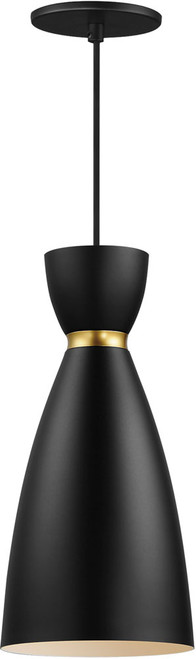 Maxim 11301BKSBR Carillon Modern Black / Satin Brass Mini Pendant Light Fixture
