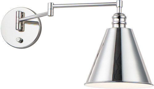 Maxim 12220PN Library Polished Nickel Wall Swing Arm Lamp