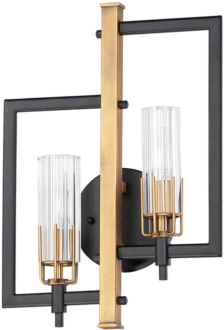 Maxim 16112CLBKAB Flambeau Modern Black / Antique Brass Light Sconce