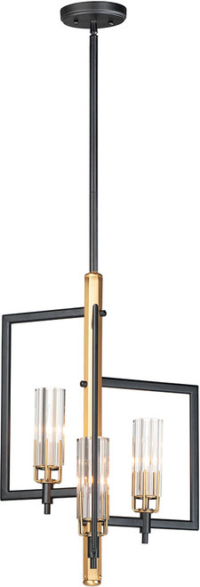 Maxim 16113CLBKAB Flambeau Contemporary Black / Antique Brass Mini Chandelier Light
