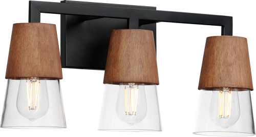Maxim 21623CLWNBK Carpenter Modern Walnut / Black 3-Light Bathroom Sconce