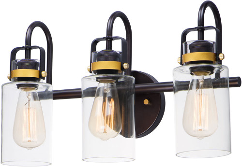 Maxim 30172CLBZGLD Magnolia Contemporary Bronze / Gold 3-Light Bathroom Vanity Light Fixture