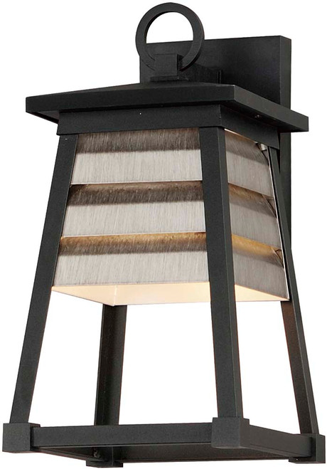 Maxim 40632WZBK Shutters Contemporary Weathered Zinc / Black 7.5" Outdoor Wall Lighting Sconce