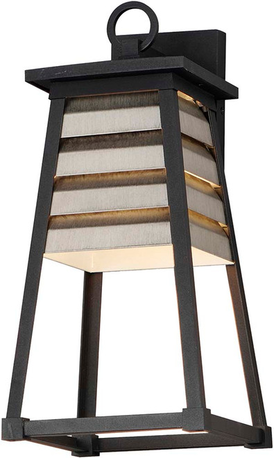 Maxim 40634WZBK Shutters Contemporary Weathered Zinc / Black 8.5" Outdoor Wall Sconce