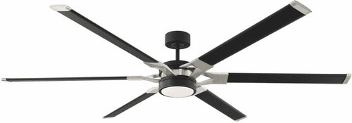 Visual Comfort Fan 6LFR72MBKD Loft Modern Midnight Black / Brushed Steel LED 72" Home Ceiling Fan