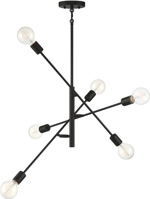 Meridian M10084MBK Modern Matte Black Chandelier Lamp