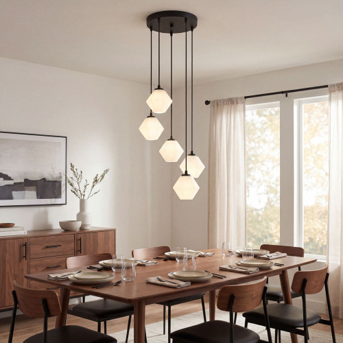 Meridian M10094MBK Contemporary Matte Black Multi Hanging Pendant Light