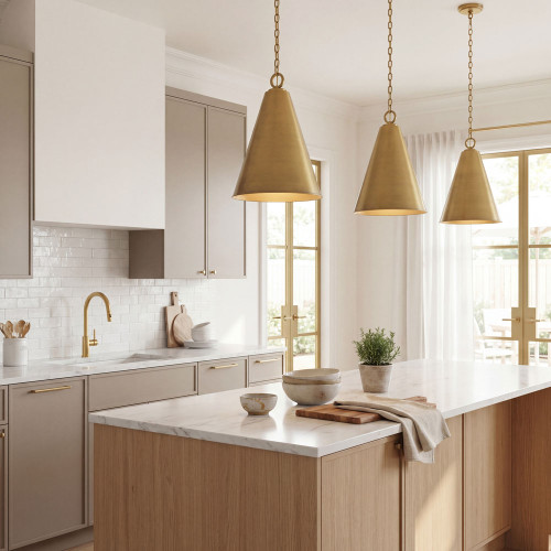 Meridian M70112NB Contemporary Natural Brass Drop Lighting Fixture