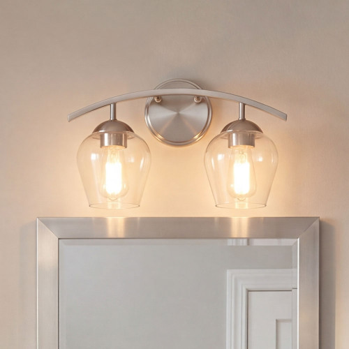 Meridian M80031BN Modern Brushed Nickel 2-Light Bath Wall Sconce