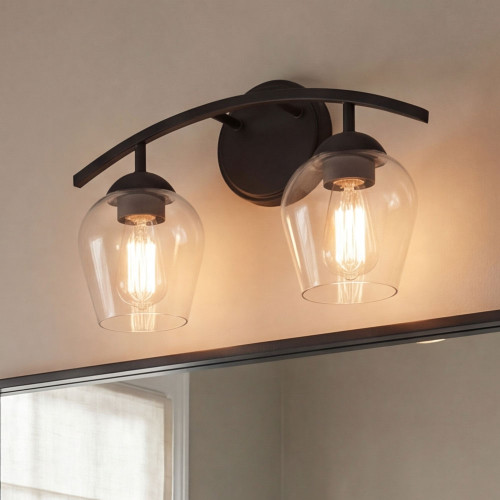 Meridian M80031MBK Modern Matte Black 2-Light Bathroom Lighting Sconce